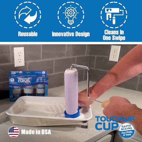 Touch Up Cup Roller Saver Paint Scraper Cleaner Tool, 1 Pack - color: Blue, size: Pack of 1