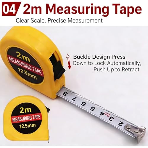 Home Tool Set with Utility Knife, 2M Measuring Tape, Double-Headed Screwdriver, 3 Blades, 5-Piece Kit