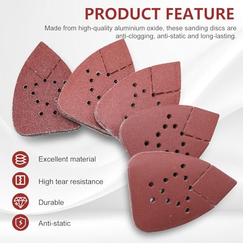 55 PCS Sanding Pads for Black and Decker Mouse Sanders 12 Hole Hook and Loop-60 80 120 150 220 Grit Detail Palm Sand Paper Sanding Sheets