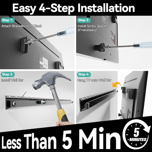 Auoace No Stud TV Wall Mount, 32 to 75-inch Studless TV Bracket, 150 Lbs - size: 32" to 75"