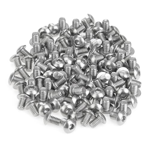 105 Pieces M4 x 6mm Button Head Socket Cap Screws, Thread Pitch 0.7mm, Sutemribor M4 Screws, 304 Stainless Steel, Fully Threaded, Silver - size: M4 x 6mm, style: Button Head