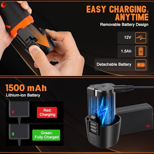 XOOL 313-Piece Home Tool Kit with 12V Cordless Drill, Toolbox with Drawer, All-in-One Tool Set for DIY, Home & Garage
