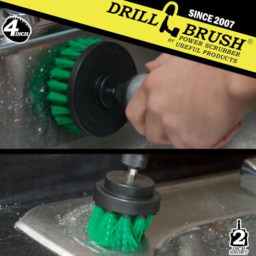 Drill Brush Kitchen Cleaning Supplies - Drill Brush Microwave Scrubber Set - color: Green