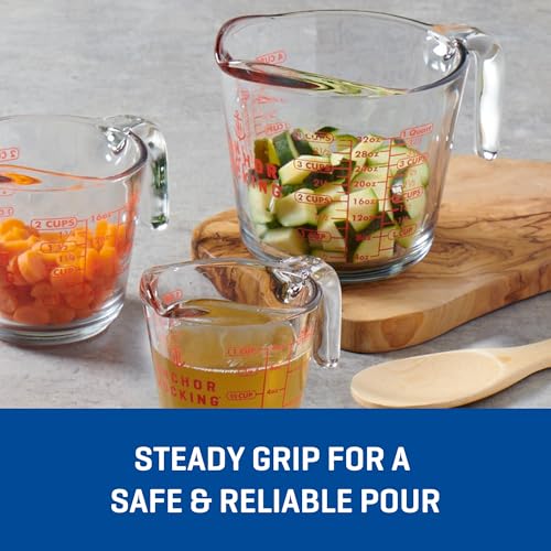 Anchor Hocking Glass Measuring Cups, 4 Piece Set (5 Ounce, 1 Cup, 2 Cup, 4 Cup liquid measuring cups) - style: 4pc Set