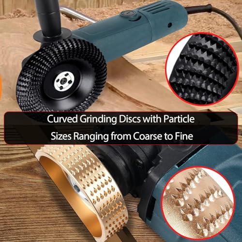 Wood Carving Disc Rotary Burr Rasp 4/4.5in 5/8 Ring Angle Grinder - color: 10 PCS Wood Carving Grinding Disc Set
