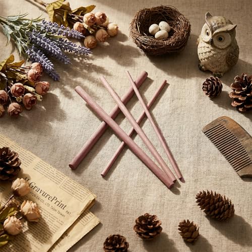 32 Pcs Walnut Dowel Rods 4 Size Unfinished Round Hardwood Sticks 6 Inch Long Dowel Rods 3/4/5/6mm Wood Sticks for Building Model Macrame DIY Craft - Coconut Brown