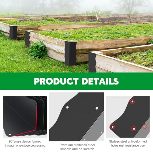 8 Pcs Metal Raised Garden Bed Corner Brackets L-Shape (11"x3"x3"), Black - color: Black