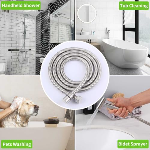 Angle Simple Replacement Handheld Shower Hose 79", 1/2" IPS, Brushed Nickel - color: Brushed Steel, size: 79 Inch