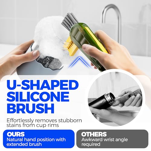 Holikme 6 Pack 4 in 1 Cup Lid Cleaning Brush 3 Straws Bottle Brush,Olive - color: Olive