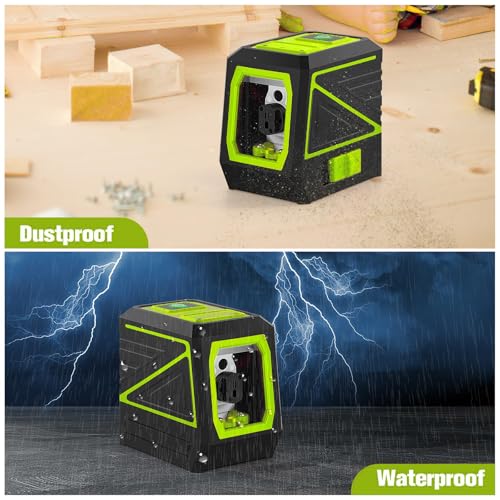 Laser Level with Tripod, 100 Ft Manual Self leveling Laser Level, Green Cross Line，Use for Picture Hanging Floor Construction Tile Wall Home Renovation, Indoor Project, Battery Included（Green) - color: Green