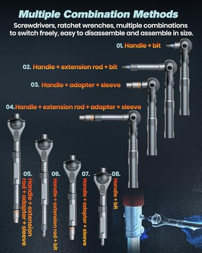 Saker Upgraded Magnetic Screwdriver Set: 40-in-1 Ratchet Screwdriver Tool Kit with 180° Ball-Joint Handle - Portable S2 Bits Precision Repair Tool Set for Computer Phone Watch Camera Bike - style: 40 in 1 Classic