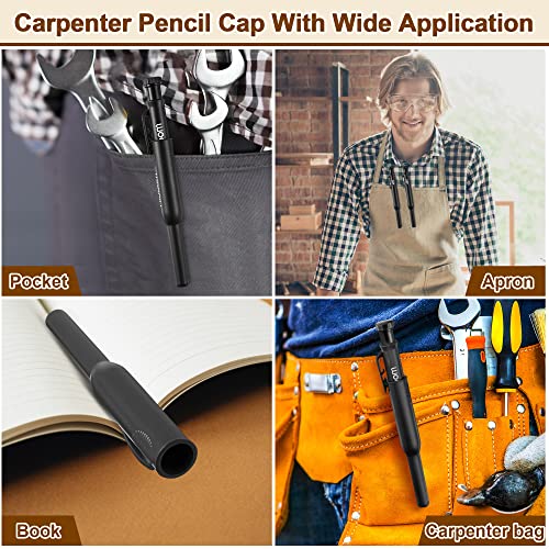 Hiboom 2 Pack Carpenter Pencils with Pencil Cap and 18 Refills, Black - color: Black