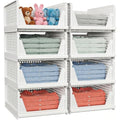 caktraie 8 Pack Stackable Closet Storage Basket - Stackable Storage Bins - size: 8 Pack White