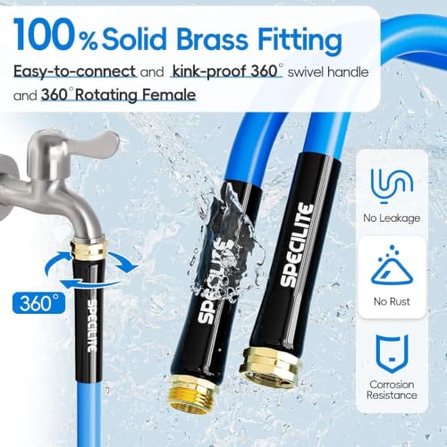 SPECILITE Female to Female Hot/Cold Garden Water Hose 15 ft x 3/4", Blue - color: 3/4" Female to Female Blue, size: 15 FT