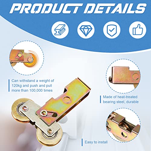 2 Pack Sliding Door Rollers Replacement, 1-1/4" Steel Ball Bearing Wheels