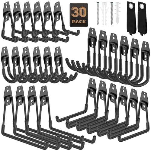 Heavy Duty Garage Hooks for Storage & Hanging Items, 30-Pack - color: 30-Pack Set Black