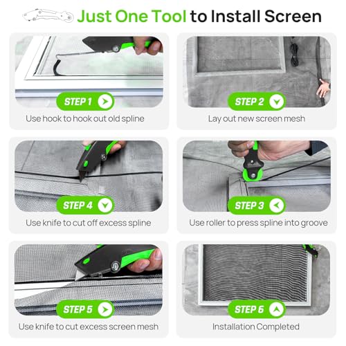 King&Charles Versatile Screen Roller Tool, 3pcs Different Roller+Hook+Trim