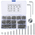440 Pcs M3 Small Metric Screws with Nuts, Hex Socket Head Cap and Nut Assortment Kits, Stainless Steel Replacement Machine Fastener Screws and Bolts Nuts (440Silver) - color: 440Silver