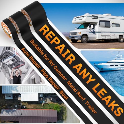 WELLUCK Butyl Sealant Tape, 4 Inch X 50 Foot RV Roof Tape Sealant Roofing Tape Black, Waterproof &UV RV Tape for Roof Camper Trailer Boat Sealing Leak Repair - style: 4 Inch X 50 Foot Black
