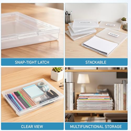 Jetec 6 Pieces Small Clear Plastic Storage Box, 12.0 x 8.8 x 0.9 Inch - size: 12.0 x 8.8 x 0.9 Inch