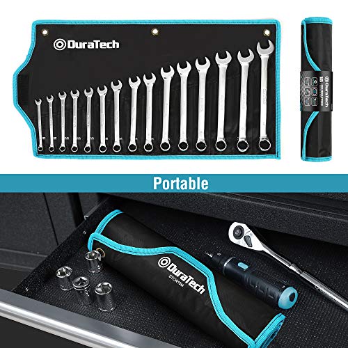 DURATECH Combination Wrench Set, Metric, 15-Piece, 8-22mm - size: Set (8mm to 22mm)