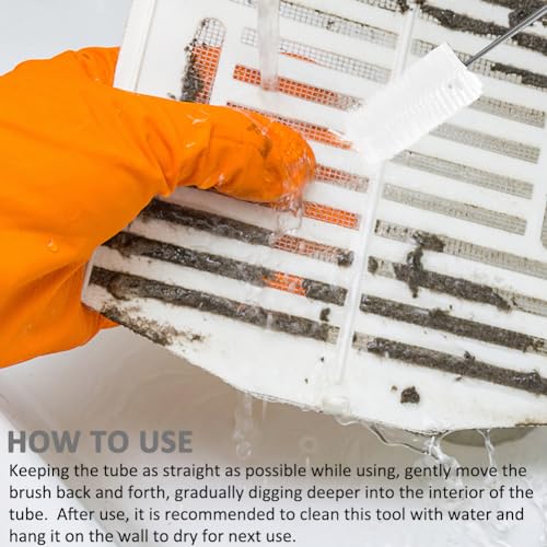 2pcs Flexible Long Drain Brush Set, Hose Pipe Stainless Steel Nylon Bristles Brushes with Dual Heads Tube Cleaner Brush for Kitchen, Sink, Drain Pipe, and Pipe Cleaning Tool - color: White
