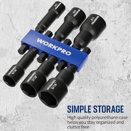 WORKPRO 6 PCS Magnetic Nut Driver Set, 1/4" Hex Shank, CR-V Steel, SAE - size: 6PCS Magnetic Nut Driver Set