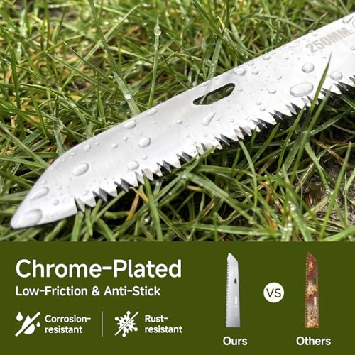 PrunePro® Folding Pruning Saw, 9.5 Inch Super Sharp SK5 Triple-Cut Blade, 3 Adjustable Cutting Angles, Ergonomic Non-Slip Grip, Lightweight, Portable Hand Saw for Tree Trimming, Camping, Gardening