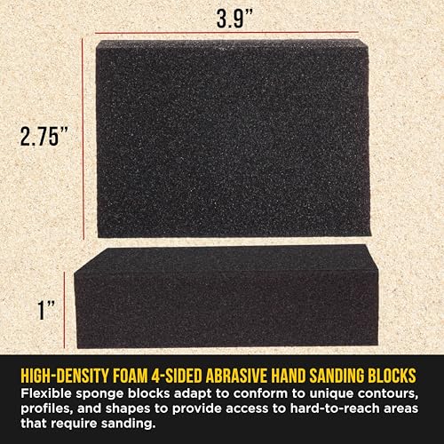 Dura-Gold 80 Grit 4-Sided Hand Sanding Block Sponges, 3.9" x 2.75" x 1" - style: 80 Grit