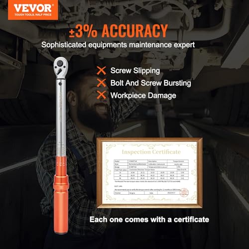 VEVOR Torque Wrench 3/8-inch Drive 10-80ft.lb/14-110n.m Click Torque Wrench - size: 3/8" 4 PCS