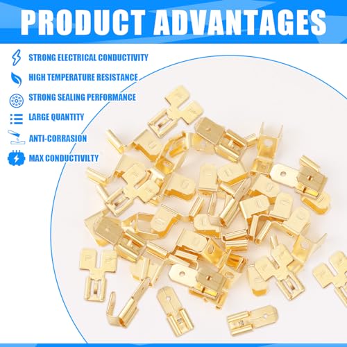 MorningRo 36 Pcs Electrical Quick Splice Wire Terminals,1/4" Gold - color: Gold