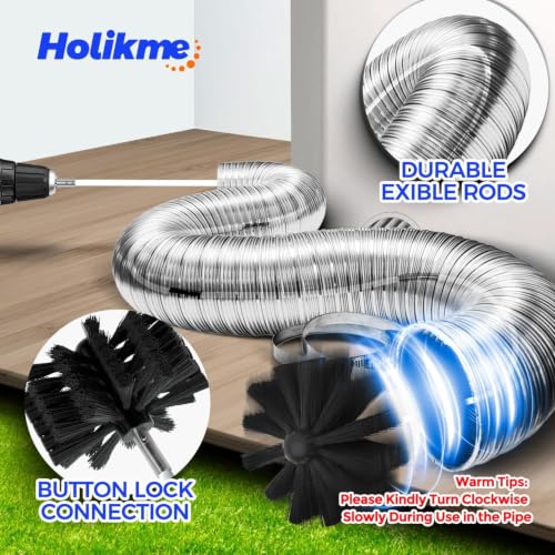 Holikme Dryer Vent Cleaner Kit - 35Ft Flexible Lint Brush for Deep Cleaning - size: 35feet