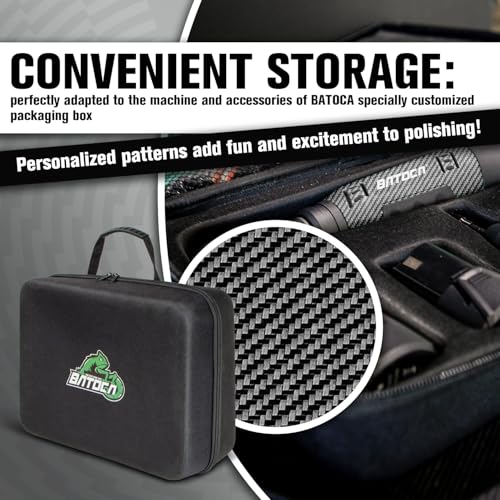BATOCA S6 Mini Cordless Polisher 2 Heads for Car/Motorcycles Detailing Kit - size: Carbon Style with 2 batteries