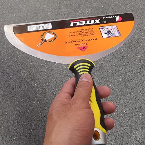 Large Putty Scraper, 10" Stainless Steel Putty Knives with Plastic Ergonomic Handle for Taping Paint Wall Floor Tile, Metal Spackle Tools Knife,Remover for Wood, Wallpaper Scraper(10") - size: 10"