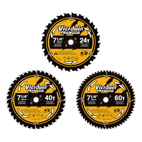 3-Pack 7-1/4-Inch 24T/40T/60T Carbide Circular Saw Blades for Wood - size: 7-1/4'' (24T+40T+60T)