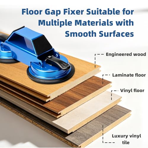Floor Gap Fixer 45°Vinyl Flooring Repair Tool with Suction Cup and Mallets - color: Blue