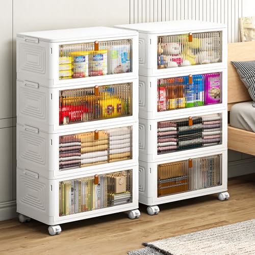 YFXCVSL 4 Tier Plastic Storage Bins with Lid 36QT, Stackable Storage Bins - size: 4-Tier 36QT