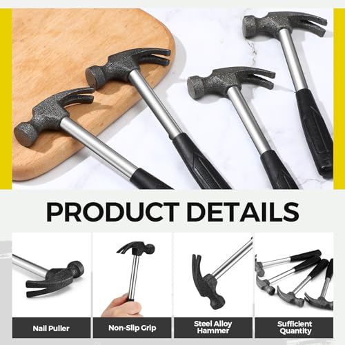 Lasnten 40 Pcs Small Claw Hammers Bulk for Kids, Mini Rubber Handle