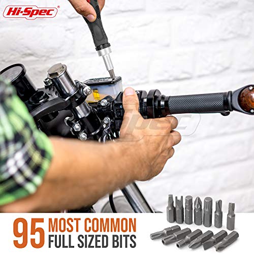 Hi-Spec 101pc Multi Bits Screwdriver & Ratcheting Handle Tool Set Kit. Complete 1/4” Hex Screwdriving with Tamper Proof Security Driver Bits - size: 101pc