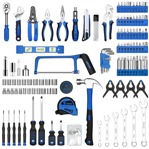 DEKOPRO Tool Set: 228 Piece Home Tool Kit, Household Basic Repair Tool Set Comes with Storage ToolBox, Socket Wrench Set for Car, Hand Tool Box Set for Home - Blue - color: Blue