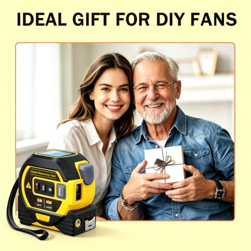 3 in 1 Digital Laser Tape Measure | Laser Level Crosshairs | 130ft/40m LCD | Laser distance measure+tape in one tool.130ft range, 16ft AutoLock, crosshairs, backlit display. Units: ft/in/m/mm/fractions. - color: Yellow/131FT/40meter