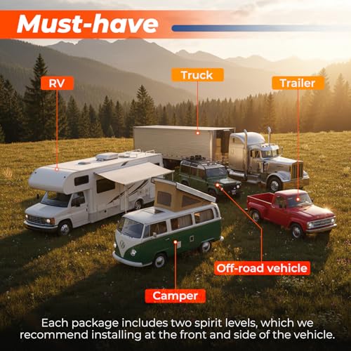 2PCS RV Camper Bubble Level,RV Leveling Blocks,Stick-on/Wall