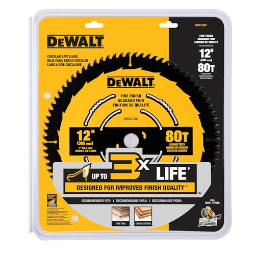 DEWALT 12 Inch 80T Carbide Circular Saw Blade, Fine Finish Saw Blade (DWA11280) | (Pack of 3) - size: One Size (Pack of 3)