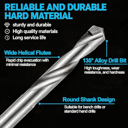 13 Pack Solid Carbide Twist Drill Bits, Alloy Hex Metal Drill Bits