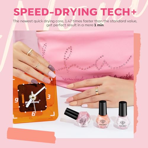 modelones Nail Polish Set, 6 Colors Bubble Bath Nude Glitter Nail Polish - color: A1 Bubble Bath Set