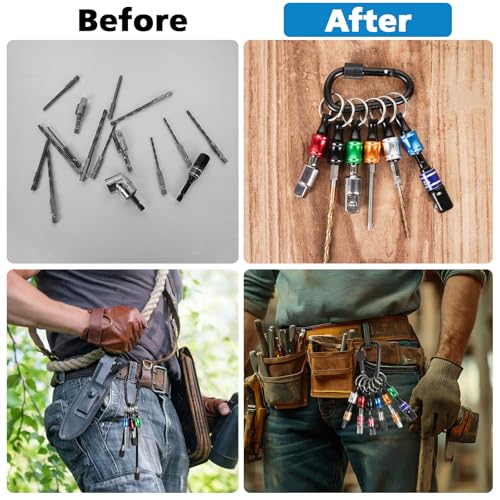 Bit Holder Keychain 24pc Bit Holder 1/4 inch Hex Shank Screwdriver Bits Holder Extension Bar Keychain Screw Adapter Drill Change Hand-held Screwdrivers Drill Bits Holder Portable - color: A10-sct
