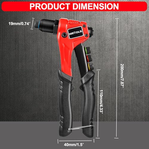 WETOLS Pop Rivet Gun Kit with 200 Blind Rivets,Upgraded Pop Rivet Tool Kit - size: Regular Rivet Gun