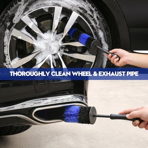 Qydipclin 38PcsB Car Detailing Kit, Car Detailing Brush Set, Car Wash Cleaning Kit, Car Detailing Brushes, Professional Car Care Kit for Interior Exterior Wheels, Blue - size: 38pcs-B