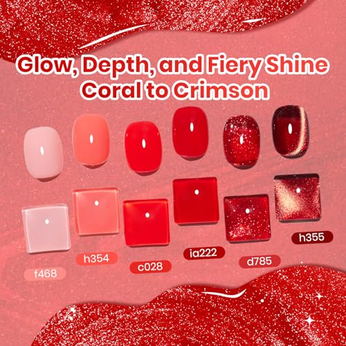 Beetles Red Gel Nail Polish Set, Neon Flame Shimmer Gel Polish - color: Neon Flame