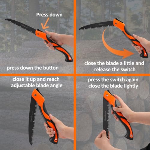 Vivicreate Folding Pruning Saw 12 Inch Hand Saw for Tree Trimming Wood Cutting Camping Bushcraft Foldable Tree Saw with Triple Cut Teeth and Non Slip Handle